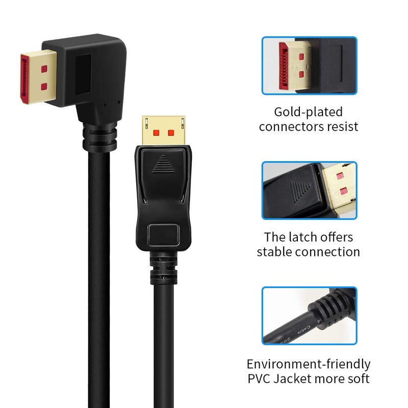 ALYYDBG 8K@60Hz 90 Degree Displayport 1.4 Cable, Male to Male Right Angle DP 1.4 Cable Support 8K/60Hz, 4K/144Hz 6FT/1.8M - Image 4